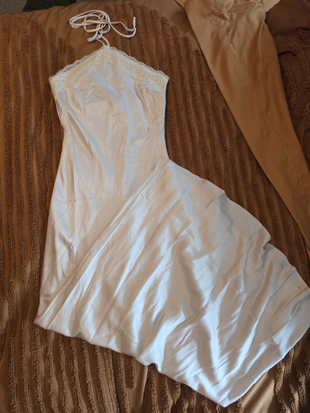 NIA White Lace Trim Halter Maxi Slip Dress – NWT S